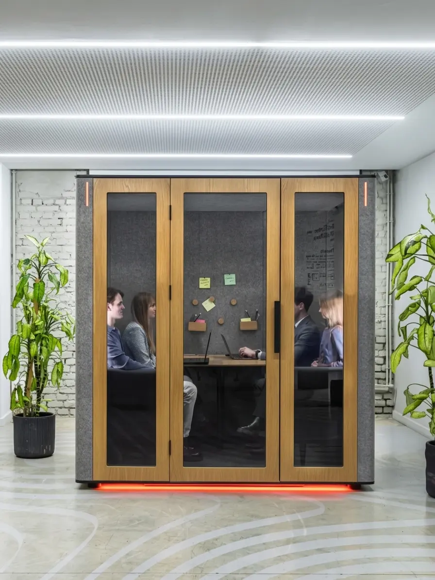 Large WorkBooth Four meeting room in the office