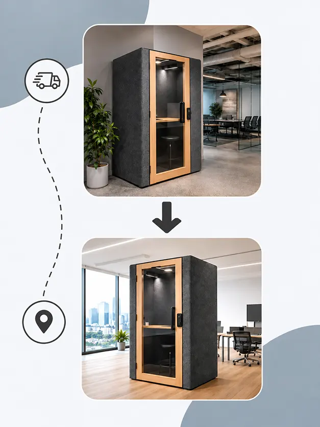 Acoustic booth relocated to a different location